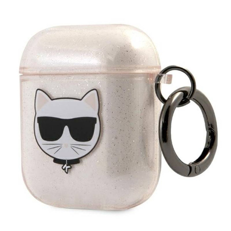 Karl Lagerfeld Choupette Head Glitter - Etui Airpods (złoty) (KLA2UCHGD)