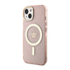 Guess Glitter Gold MagSafe - Etui iPhone 14 Plus (Różowy) (GUHMP14MHCMCGP)