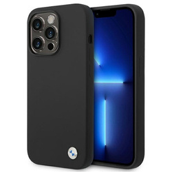 BMW Liquid Silicone Case Metal Logo – Etui iPhone 14 Pro Max (Czarny) (BMHCP14XSILBK)