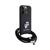 Karl Lagerfeld Crossbody Saffiano Metal Pin Karl & Choupette - Etui iPhone 15 Pro (czarny) (KLHCP15LSAKCPSK)