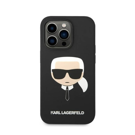 Karl Lagerfeld Silicone Ikonik Karl`s Head MagSafe - Etui iPhone 14 Pro (czarny) (KLHMP14LSLKHBK)