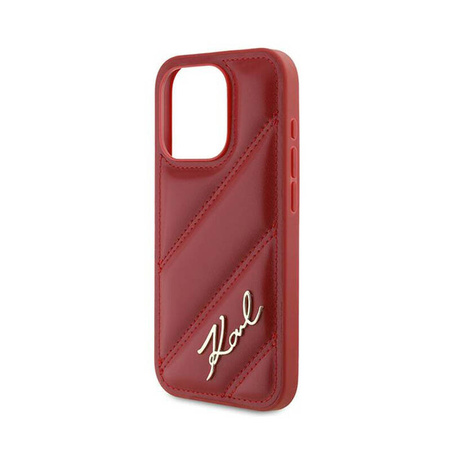 Karl Lagerfeld Diagonal Quilted Script - Etui iPhone 15 Pro Max (czerwony) (KLHCP15XPQDSMGR)