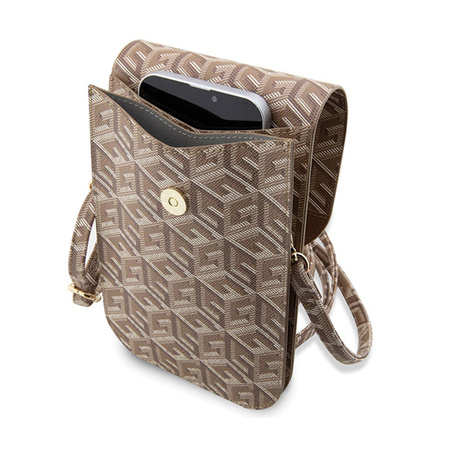 Guess GCube Stripe Phone Bag - Torba z przegrodą na smartfona (brązowy) (GUWBHGCFSEW)