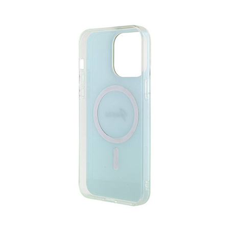 Guess IML Iridescent MagSafe - Etui iPhone 15 Pro Max (turkusowy) (GUHMP15XHITSQ)