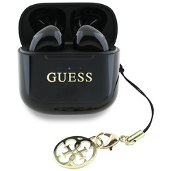 Guess Glossy Effect Printed Classic Logo & Charm - Słuchawki Bluetooth TWS + etui ładujące (czarny) (GUTWSXMCCLK)