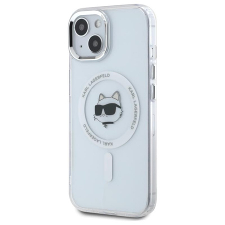 Karl Lagerfeld IML Metal Choupette Head MagSafe - Etui iPhone 15 (biały) (LHMP15SHLSCHH)