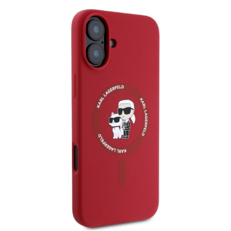 Karl Lagerfeld Silicone Karl & Choupette Ring MagSafe - Etui iPhone 16 (czerwony) (KLHMP16SSCMKCRHR)