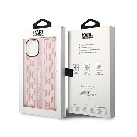 Karl Lagerfeld Mono Vertical Stripe - Etui iPhone 14 Plus (różowy) (KLHCP14MHKLSPCP)