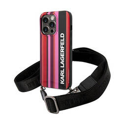 Karl Lagerfeld Color Stripes Strap - Etui iPhone 14 Pro (różowy) (KLHCP14LSTSTP)