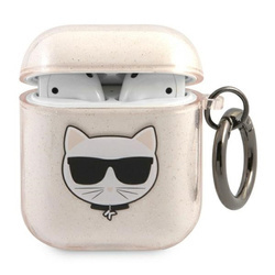 Karl Lagerfeld Choupette Head Glitter - Etui Airpods (złoty) (KLA2UCHGD)