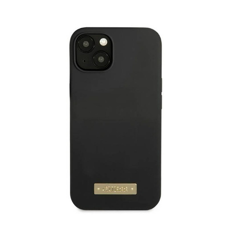 Guess Silicone Logo Plate MagSafe - Etui iPhone 13 (czarny) (GUHMP13MSPLK)