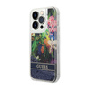 Guess Liquid Glitter Flower – Etui iPhone 14 Pro (niebieski) (GUHCP14LLFLSB)