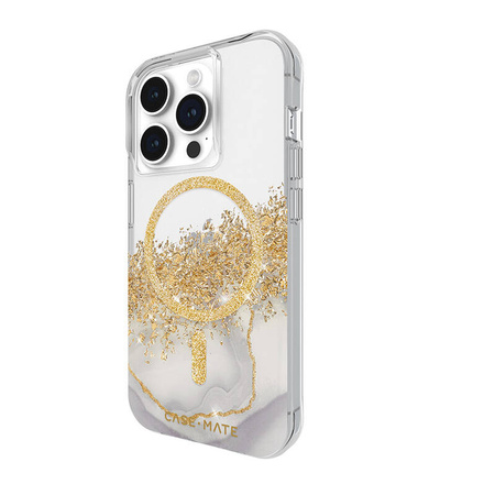 Case-Mate Karat MagSafe - Etui iPhone 15 Pro zdobione złotem (Marble) (CM051480)