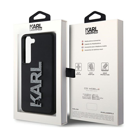 Karl Lagerfeld 3D Rubber Glitter Logo - Etui Samsung Galaxy S23+ (czarny) (KLHCS23M3DMBKCK)