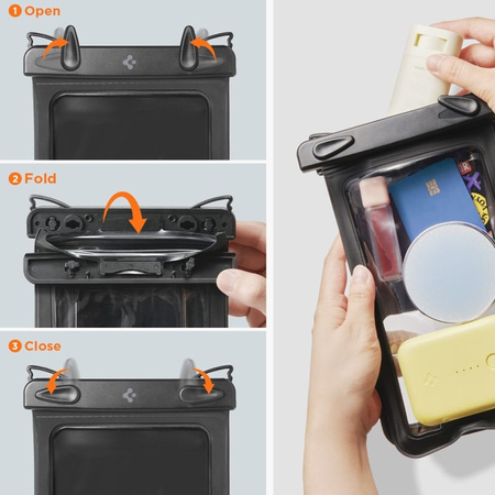 Spigen A603 Universal Waterproof Case - Etui wodoodporne do smartfonów do 6.9" (Black) (ACS09745)