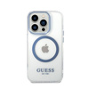 Guess Metal Outline Magsafe - Etui iPhone 14 Pro (przezroczysty / niebieski) (GUHMP14LHTRMB)