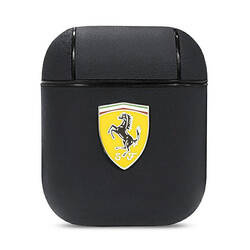Ferrari On Track Leather - Etui AirPods 1/2 gen (czarny) (FESA2LEBK)