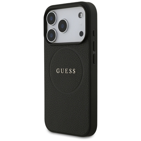 Guess Grained Ring MagSafe - Etui iPhone 17 Pro (czarny) (GUHMP17LPGHSMMK)