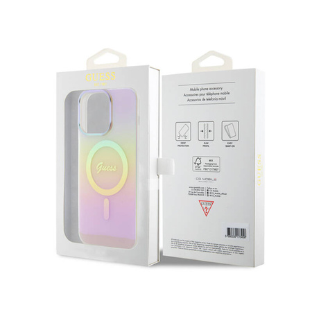 Guess IML Iridescent MagSafe - Etui iPhone 15 Pro (różowy) (GUHMP15LHITSP)