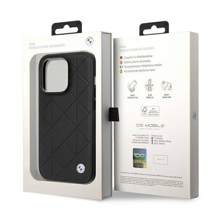 BMW Leather Quilted - Etui iPhone 14 Pro (czarny) (BMHCP14L22RQDK)
