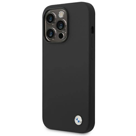 BMW Liquid Silicone Case Metal Logo – Etui iPhone 14 Pro Max (Czarny) (BMHCP14XSILBK)