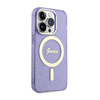 Guess Glitter Gold MagSafe - Etui iPhone 14 Pro Max (Purpurowy) (GUHMP14XHCMCGU)
