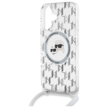 Karl Lagerfeld IML Crossbody Monogram Karl & Choupette Head MagSafe - Etui iPhone 16 (przezroczysty) (KLHMP16SHCKCKLCT)