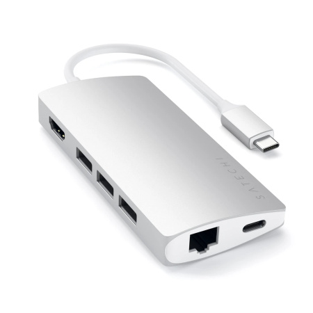 Satechi Hub Multiport V2 z USB-C na HDMI, Ethernet, USB 3.0, SD, microSD - Srebrny (ST-TCMA2S)