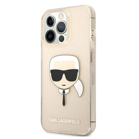 Karl Lagerfeld Karl’s Head Glitter - Etui iPhone 13 Pro (złoty) (KLHCP13LKHTUGLGO)
