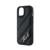 Karl Lagerfeld Diagonal Quilted Script - Etui iPhone 14 / 15 / 13 (czarny) (KLHCP14SPQDSMGK)