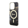 Guess Golden Marble MagSafe - Etui iPhone 14 Pro Max (Czarny) (GUHMP14XHTMRSK)