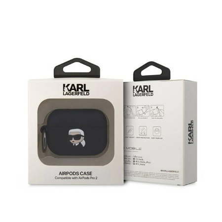 Karl Lagerfeld Silicone NFT Karl Head 3D - Etui AirPods Pro 2 (czarny) (KLAP2RUNIKK)