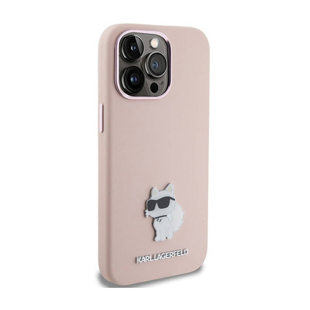 Karl Lagerfeld Silicone Choupette Metal Pin - Etui iPhone 15 Pro Max (różowy) (KLHCP15XSMHCNPP)