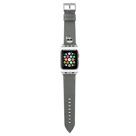 Karl Lagerfeld Saffiano Karl Head – Pasek do Apple Watch 38/40/41 mm (srebrny) (KLAWMOKHG)