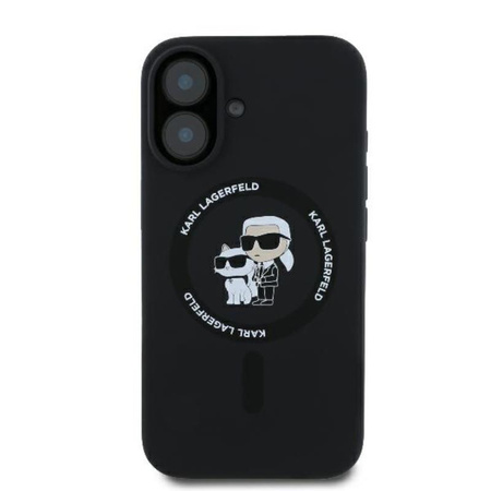 Karl Lagerfeld Silicone Karl & Choupette Ring MagSafe - Etui iPhone 16 Plus (czarny) (KLHMP16MSCMKCRHK)