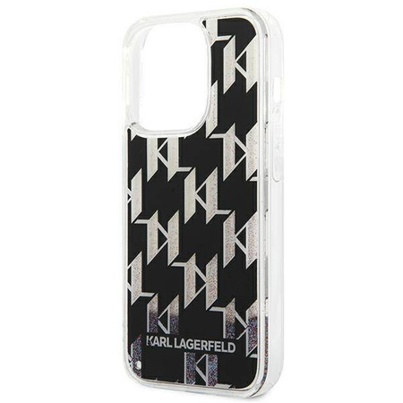 Karl Lagerfeld Monogram Liquid Glitter - Etui iPhone 14 Pro Max (czarny) (KLHCP14XLMNMK)