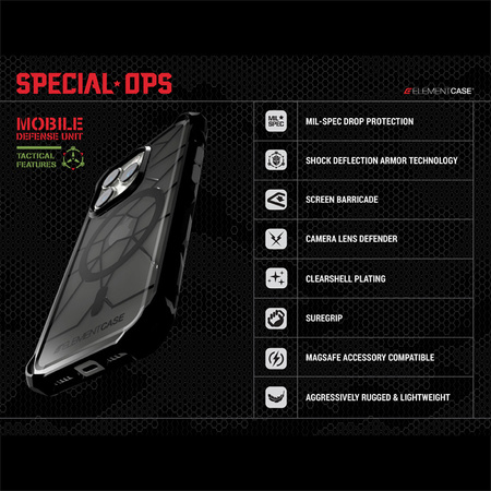 Element Case Special Ops X5 - Pancerne etui iPhone 14 (Mil-Spec Drop Protection) (Clear/Black) (EMT-322-262FQ-02)