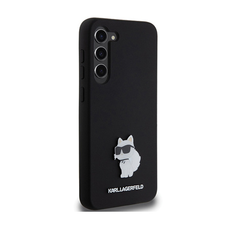 Karl Lagerfeld Silicone Choupette Metal Pin - Etui Samsung Galaxy S24+ (czarny) (KLHCS24MSMHCNPK)