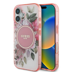 Guess IML Flower & Tonal Circle MagSafe - Etui iPhone 16 (różowy) (GUHMP16SHFWBDCEP)