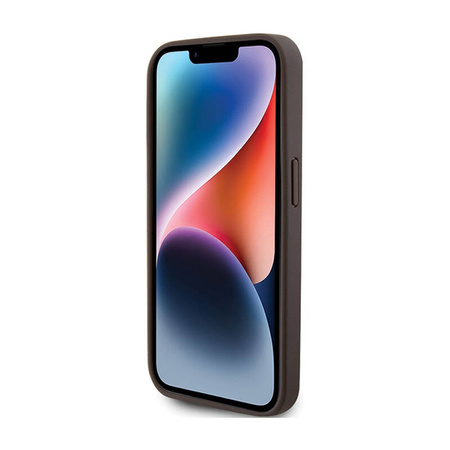 Guess Leather 4G Triangle Strass - Etui iPhone 15 Pro (brązowy) (GUHCP15LP4TDPW)