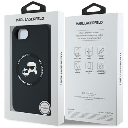 Karl Lagerfeld Silicone Karl & Choupette Heads MagSafe - Etui do iPhone 16e (czarny) (KLHMPSE4SKCHTCK)