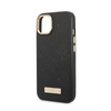 Guess Peony Logo Plate MagSafe - Etui iPhone 13 (czarny) (GUHMP13MSAPSTK)