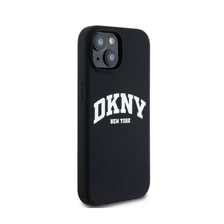 DKNY Liquid Silicone White Printed Logo MagSafe - Etui iPhone 15 Plus / 14 Plus (czarny) (DKHMP15MSNYACH)