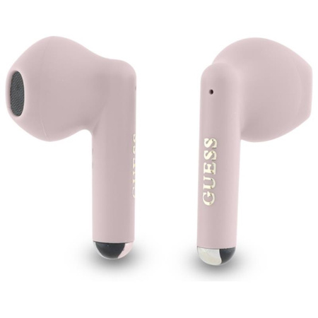 Guess Printed Classic Logo - Słuchawki Bluetooth TWS + etui ładujące (różowy) (GUTWSJ14ESGP)