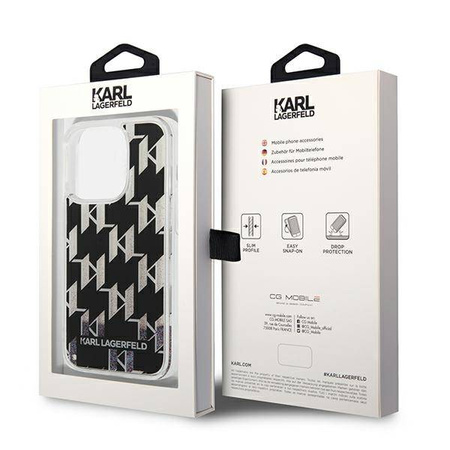 Karl Lagerfeld Monogram Liquid Glitter - Etui iPhone 14 Pro Max (czarny) (KLHCP14XLMNMK)