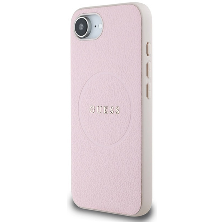 Guess Grained Ring MagSafe - Etui do iPhone 16e (różowy) (GUHMPSE4PGHSMMP)
