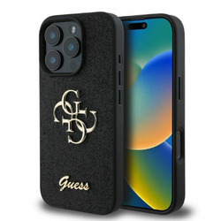 Guess Fixed Glitter Big 4G - Etui iPhone 16 Pro Max (czarny) (GUHCP16XHG4SGK)