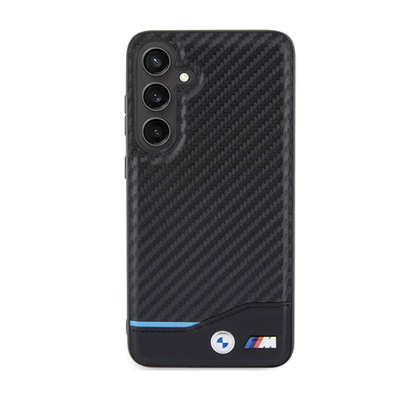 BMW Leather Carbon Blue Line - Etui Samsung Galaxy S24+ (czarny) (BMHCS24M22NBCK)