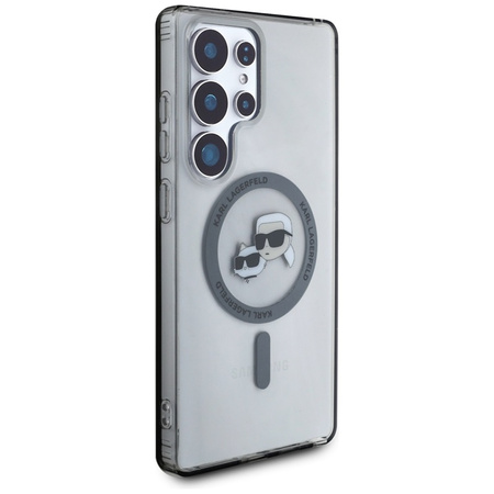 Karl Lagerfeld Button Karl & Choupette Heads Printed Logo MagSafe - Etui Samsung Galaxy S25 Ultra (czarny) (KLHMS25LHLSKCK)