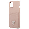 Guess Saffiano Double Card Triangle - Etui iPhone 13 mini (różowy) (GUHCP13SPSATPP)